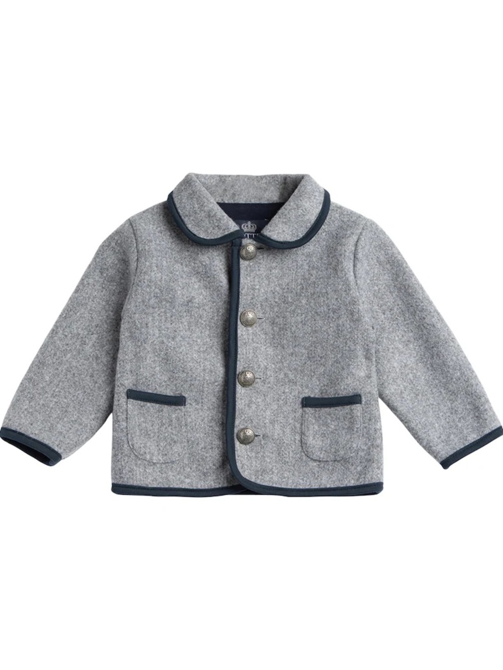 Edgehill Collection Classic Grey Kids' Jacket with Navy Trim